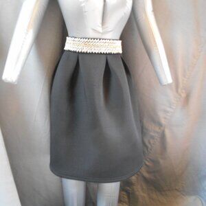 Scuba Skirt with Beading Detail on Waist